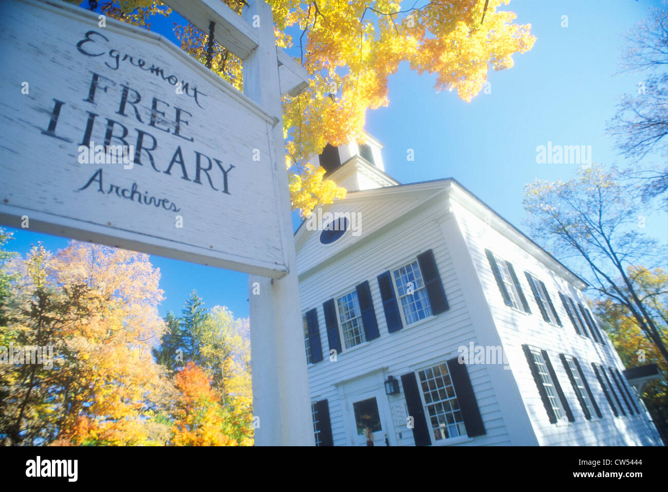Worms eye view of Egremont library,  MA Stock Photo