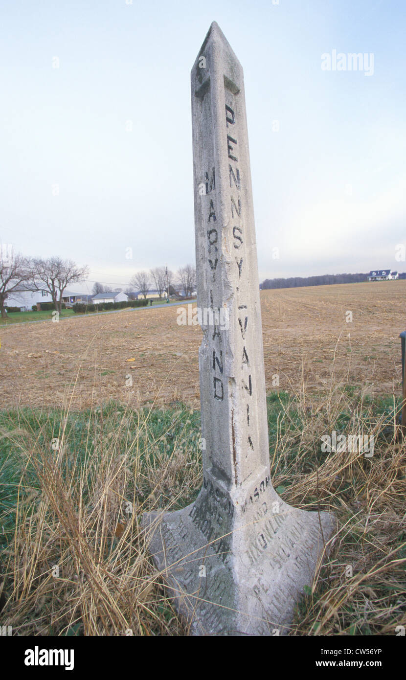 Marker at the Mason Dixon line separating North from South during Civil