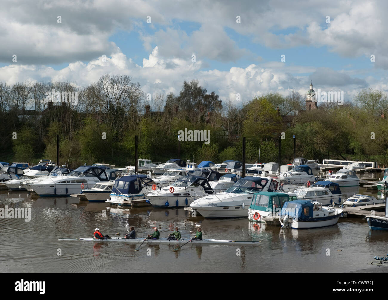 Rowing at the marina in Upton upon Severn Stock Photo