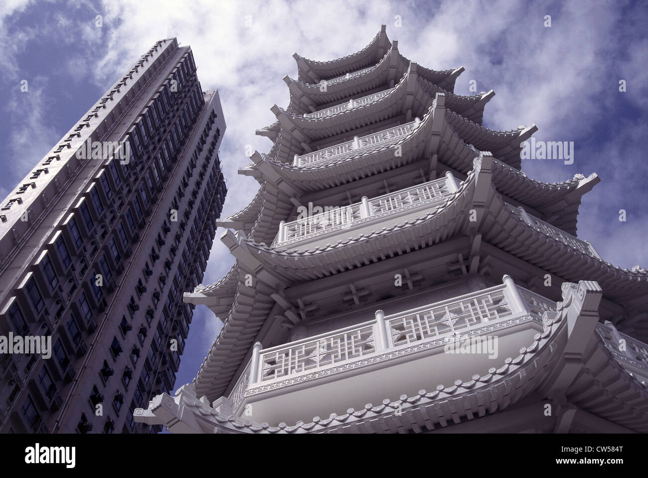 Low angle view of buildings, Tiger Balm Gardens, Hong Kong, China Stock Photo