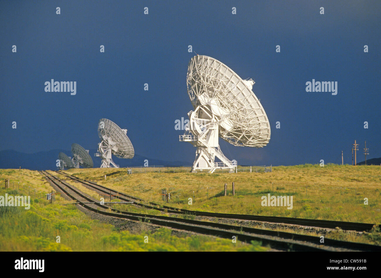 Radio telescope dishes at National Radio Astronomy Observatory in Socorro, NM Stock Photo