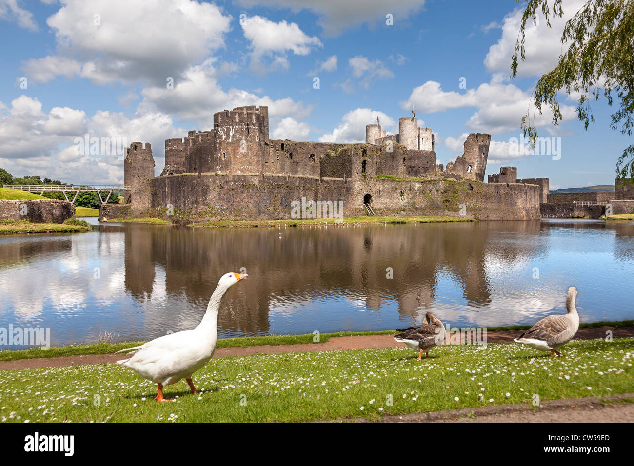 Caerphilly, South Wales, UK, GB, Britain, Europe. Ancient Castle ruins open as a visitor centre. Stock Photo