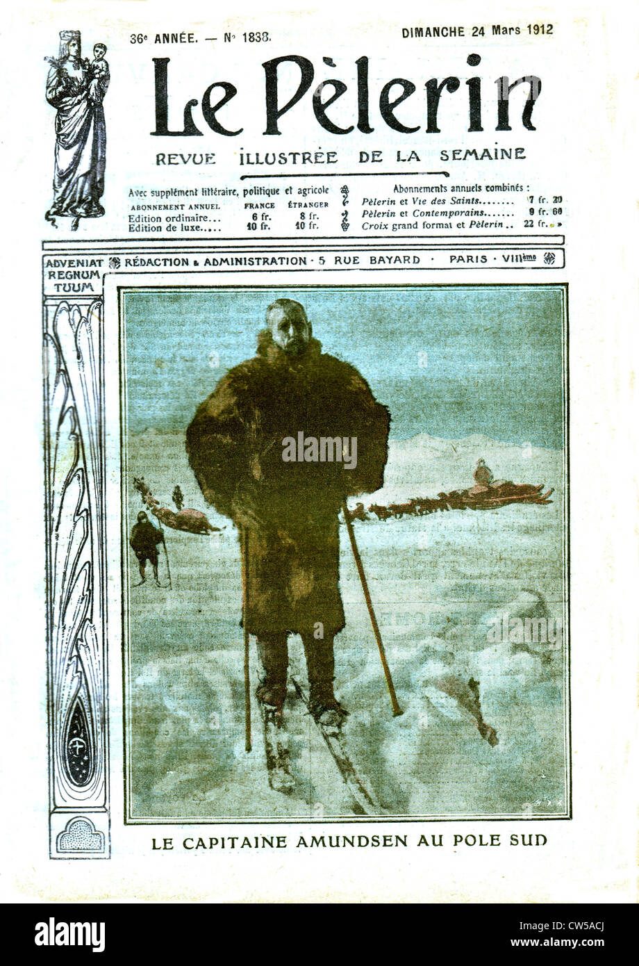 Captain Amundsen at the South Pole in 'Le Pèlerin' Stock Photo