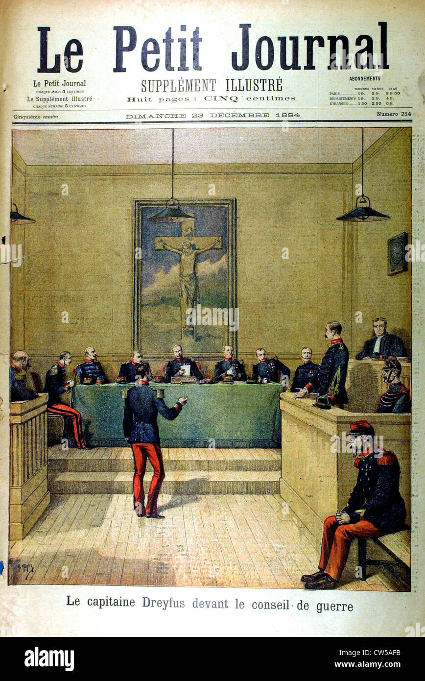Captain Dreyfus at the court-martial in 'Le Petit Journal' Stock Photo