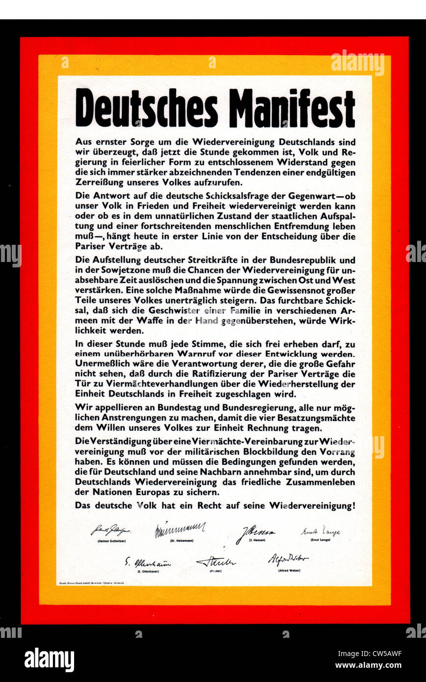 Propaganda poster, manifesto for the rearmament of Germany, 1954 Stock ...