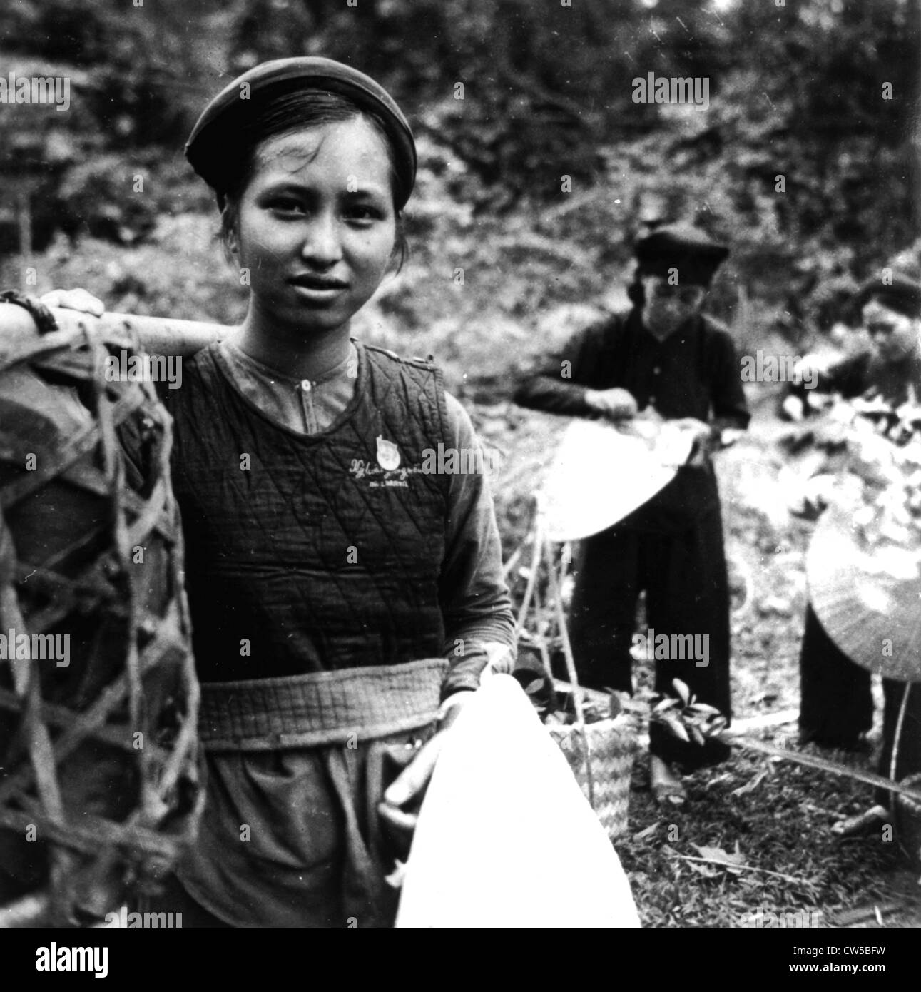 Indo-China War, A female guerillero during her guard duty Stock Photo