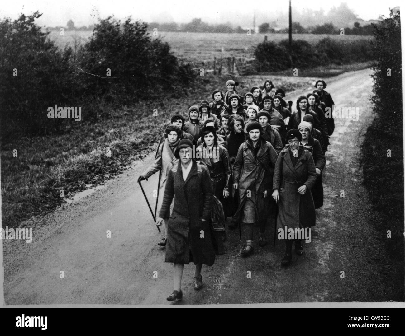 Hunger marchers on the London Road Stock Photo