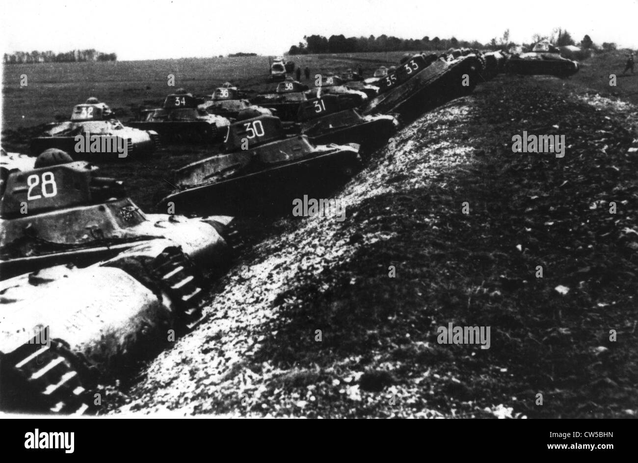 France, Behind the French front, overall view in the course of tank manoeuvres Stock Photo