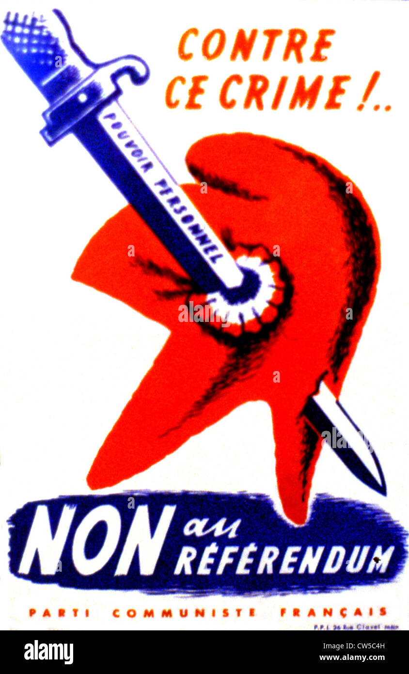 French Communist Party anti-Gaullist propaganda poster: "No to the  referendum Stock Photo - Alamy