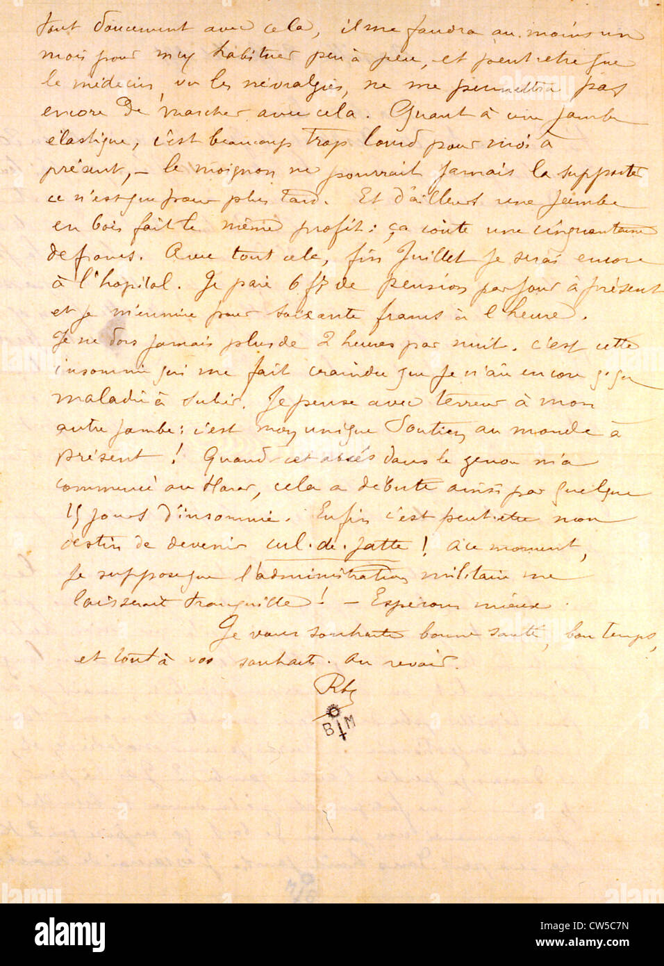 Handwritten letter by Arthur Rimbaud Stock Photo