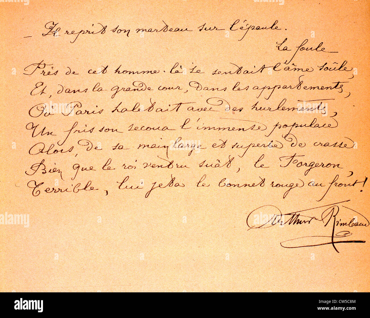 Handwritten letter by Arthur Rimbaud Stock Photo - Alamy