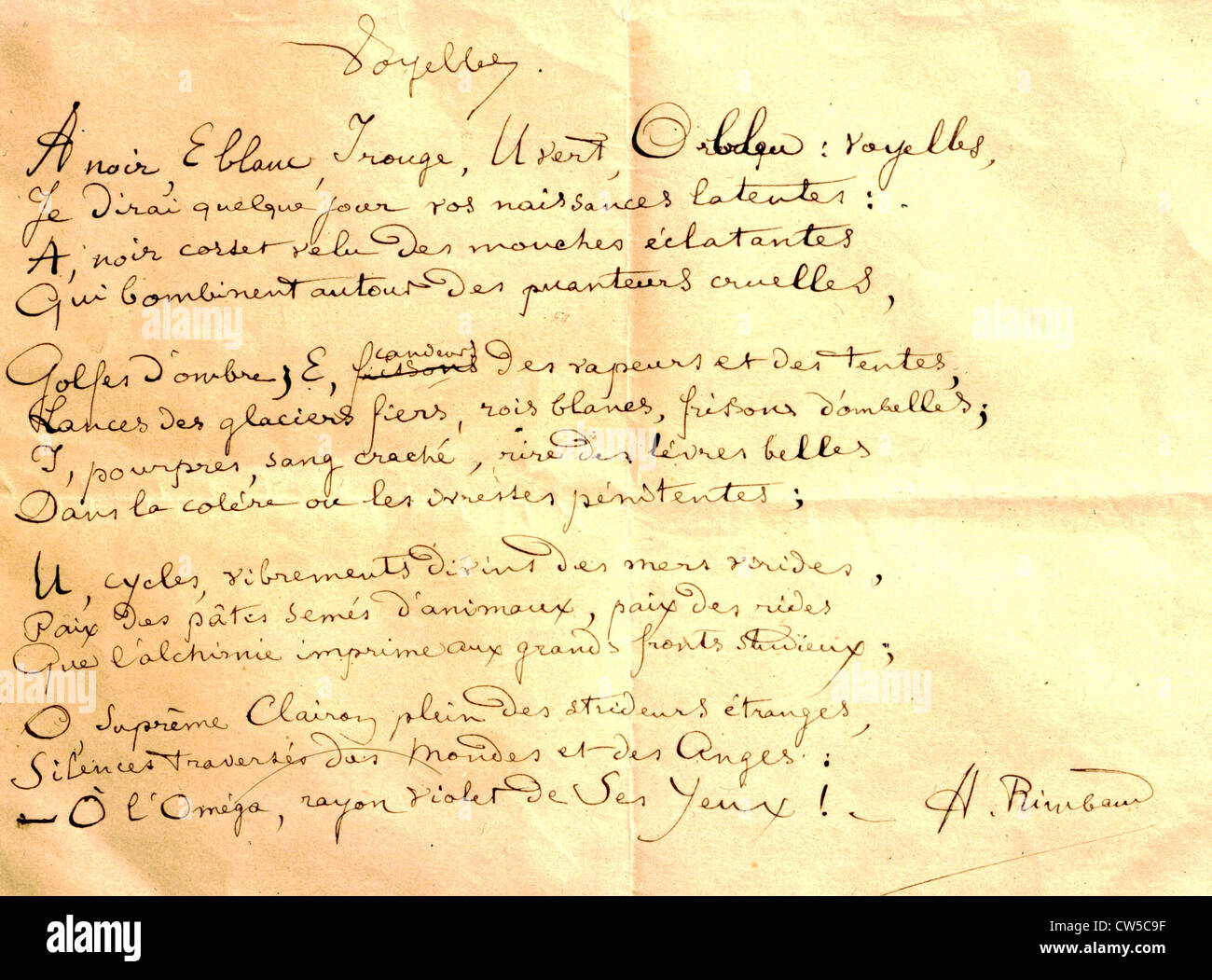 Handwritten letter by Arthur Rimbaud Stock Photo - Alamy