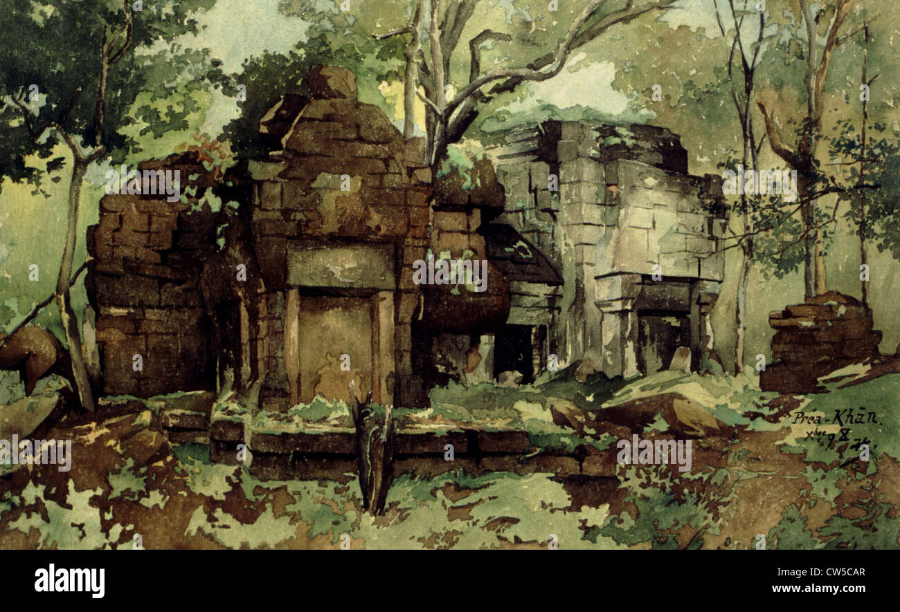 Courmaille, Angkor, watercolor Stock Photo