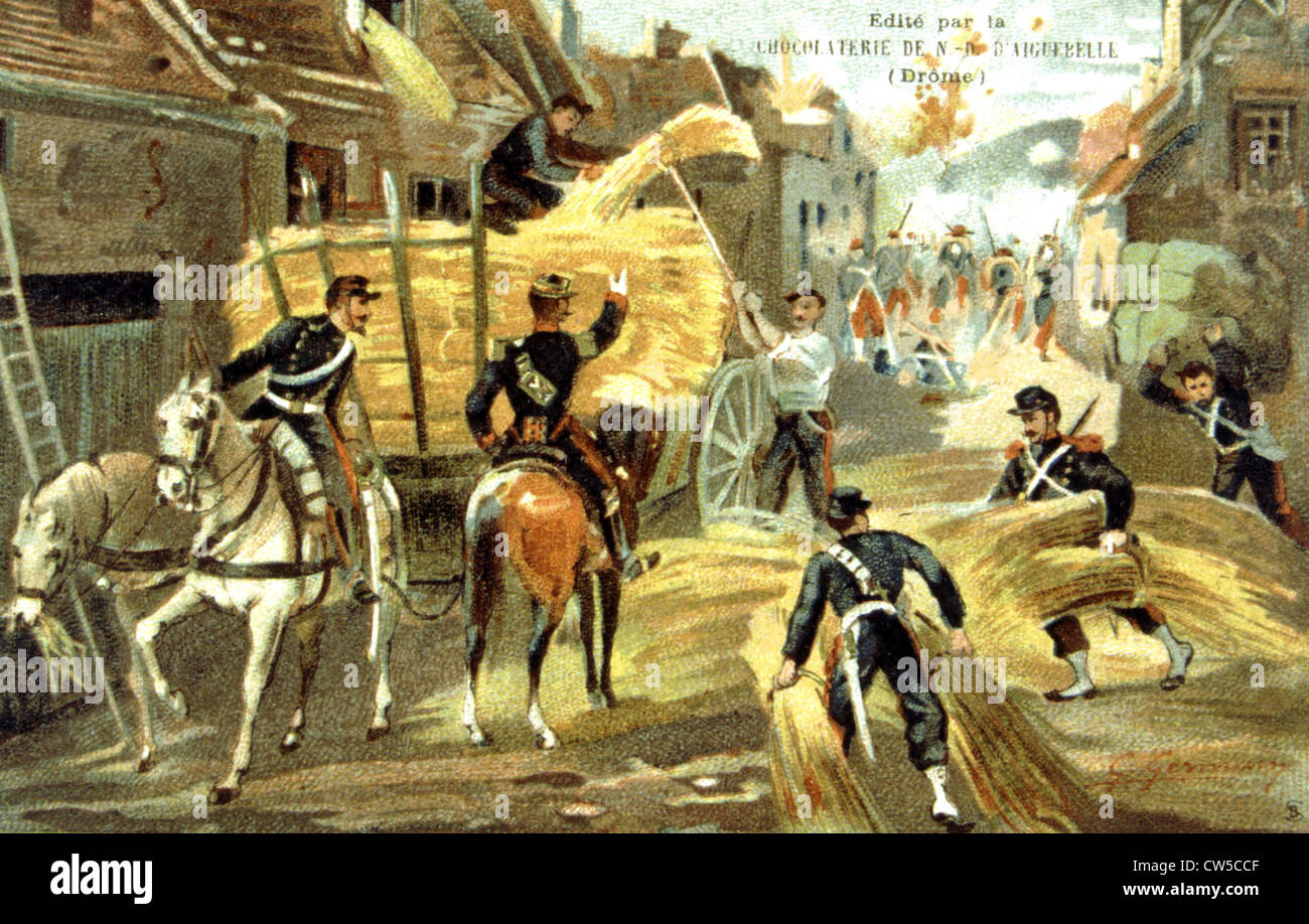 War of 1870, Siege of Metz, Battle of Mercy-le-Haut - resupplying mission Stock Photo