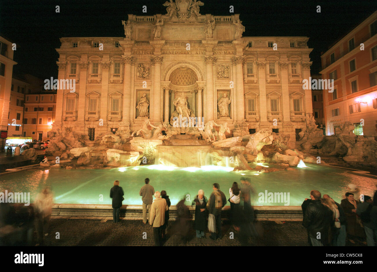 Rome, the Trevi Fountain and Palazzo Poli Stock Photo