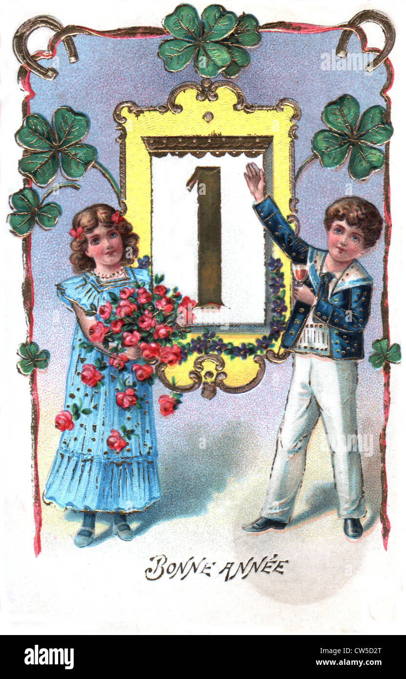 Season's greetings card: 'Happy New year' Stock Photo