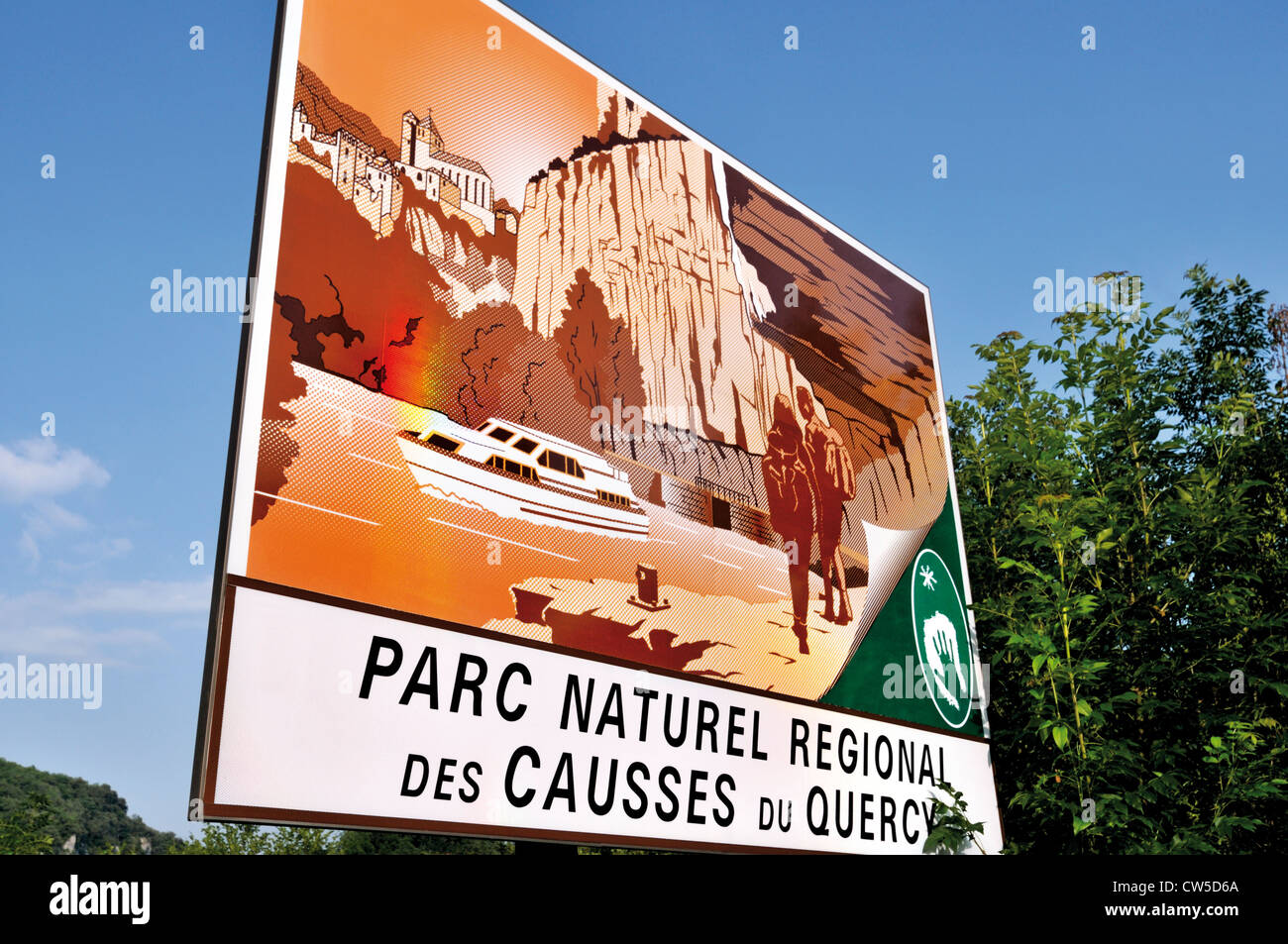 France: Signal of the Regional Nature Park Causses du Quercy in the Midi-Pyrenees Stock Photo