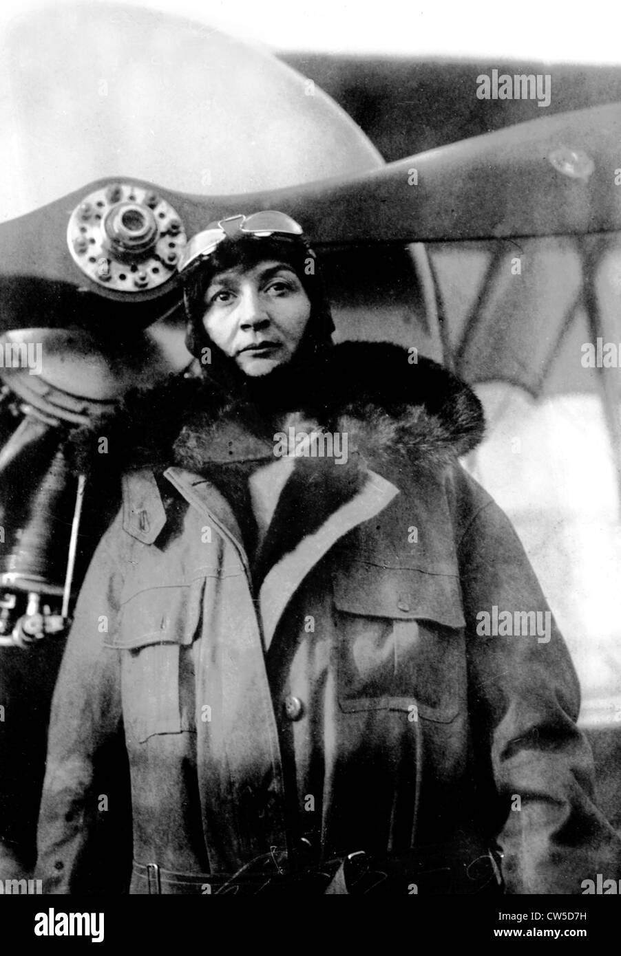 Portrait of Mrs Reine Thomas, woman pilote Stock Photo