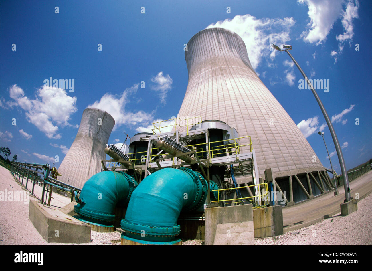 Low angle view of a power plant Stock Photo