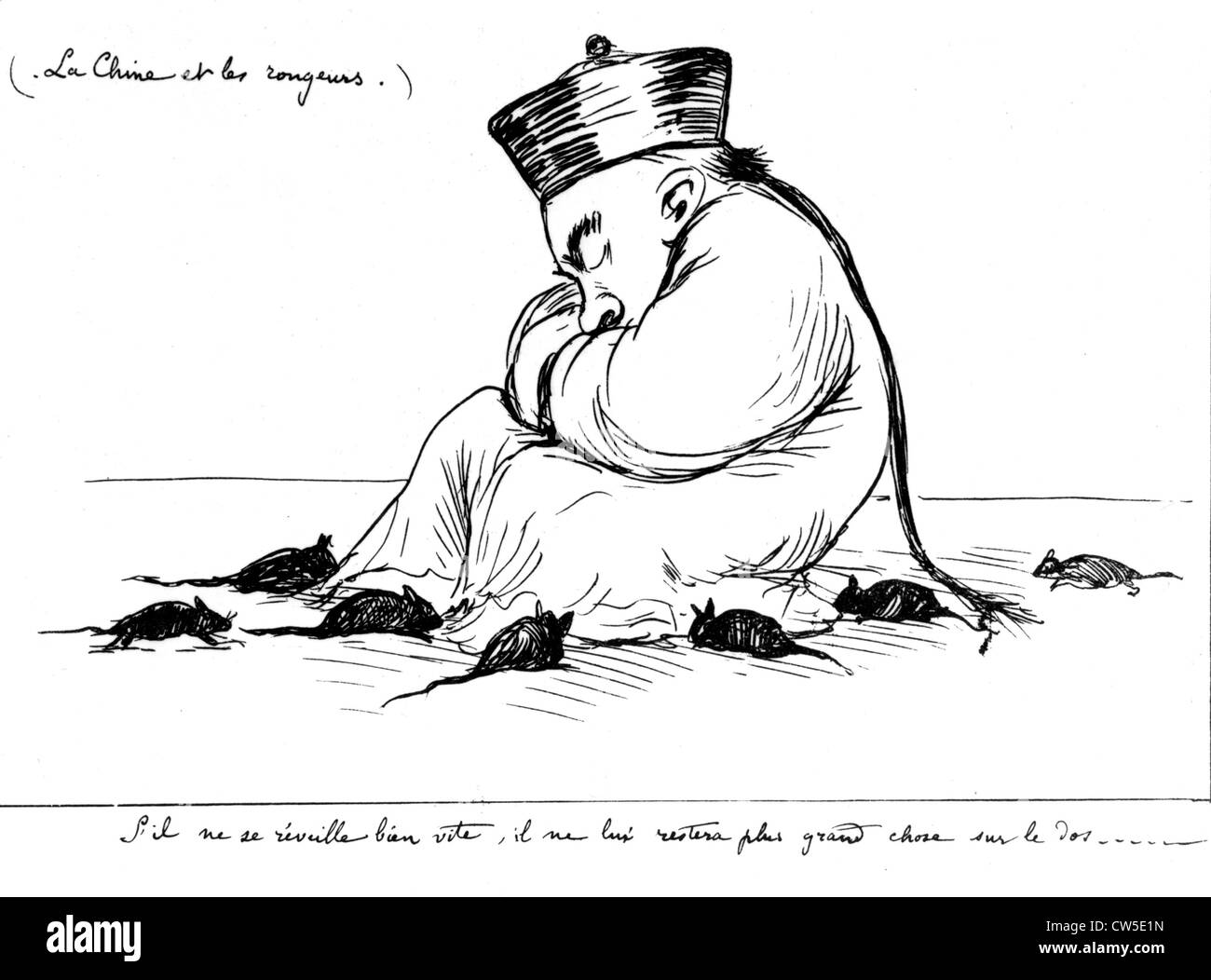 Satirical cartoon by Georges Bizot. 'China and the rodents', 1898 Stock Photo