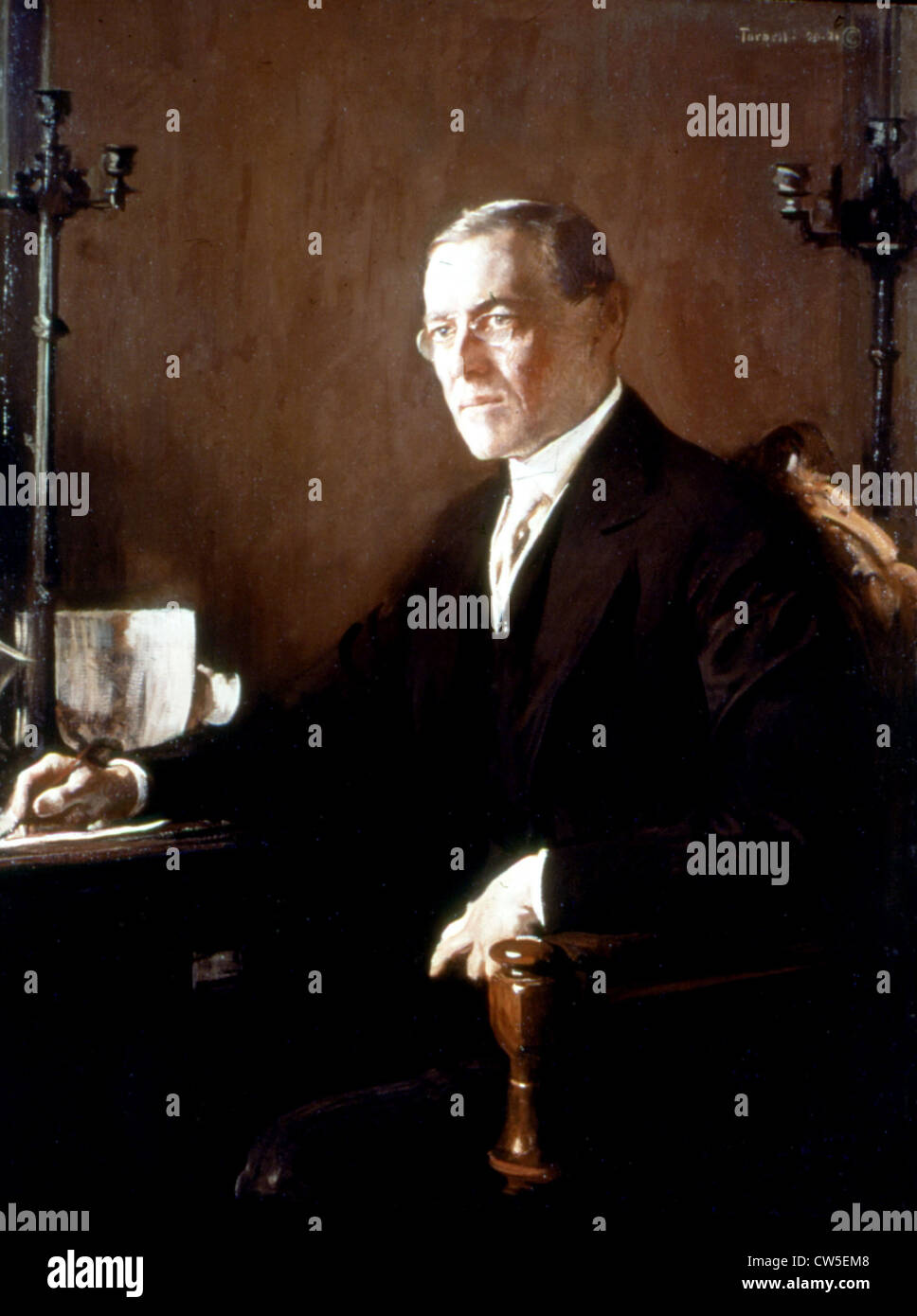 Edmud Tarbel, Portrait of President Thomas Woodrow Wilson (1856-1924) Stock Photo