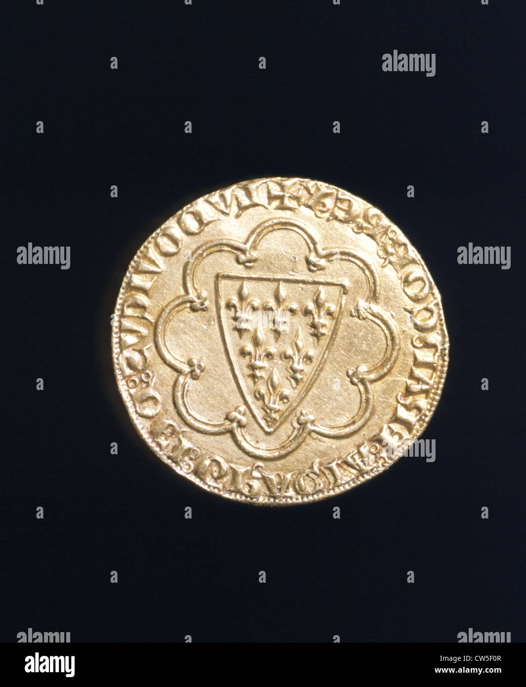 Gold ecu of Louis IX (St. Louis, 1226-1270) Stock Photo