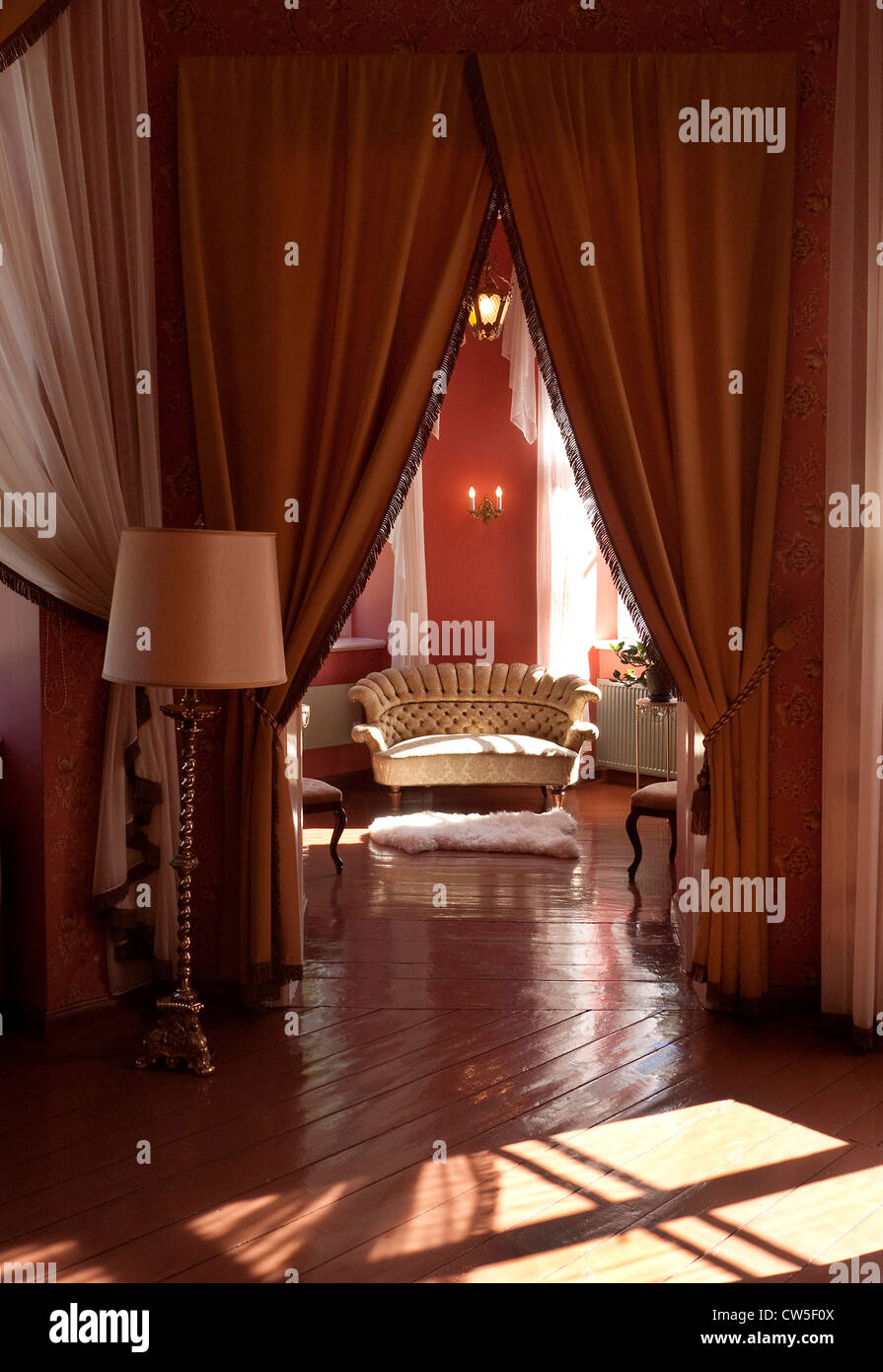 Room 17 'The Bridal Suite' at Birinu Castle hotel Latvia Stock Photo