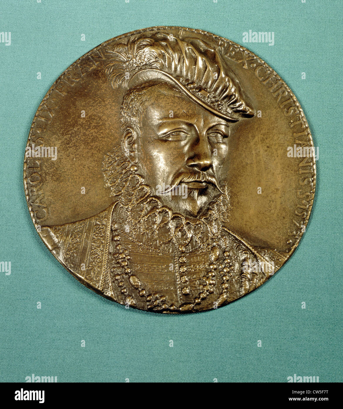 Bronze medal by Germain Pilon. Charles IX (1560-1574) Stock Photo