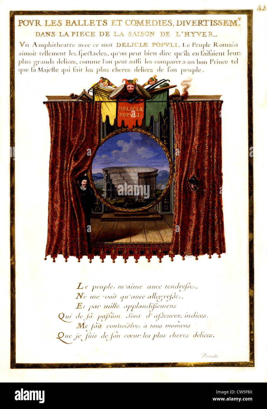Jacques Bailly, Mottos for the king's tapestries, where the four elements and the four seasons of year 1663-1664 are represented Stock Photo