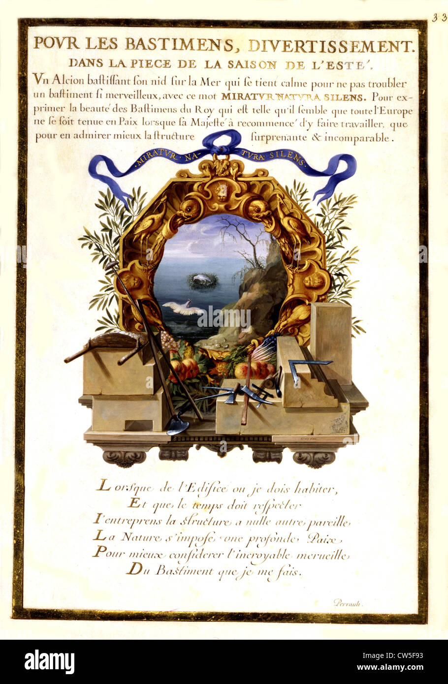 Jacques Bailly Mottos for the king's tapestries, where the four elements and the four seasons of year 1663-1664 are represented Stock Photo