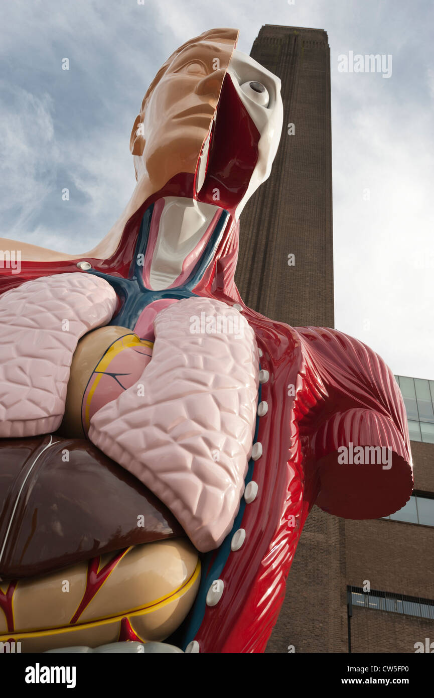 Damien Hirst's statue "Hymn" outside the Tate Modern gallery in London