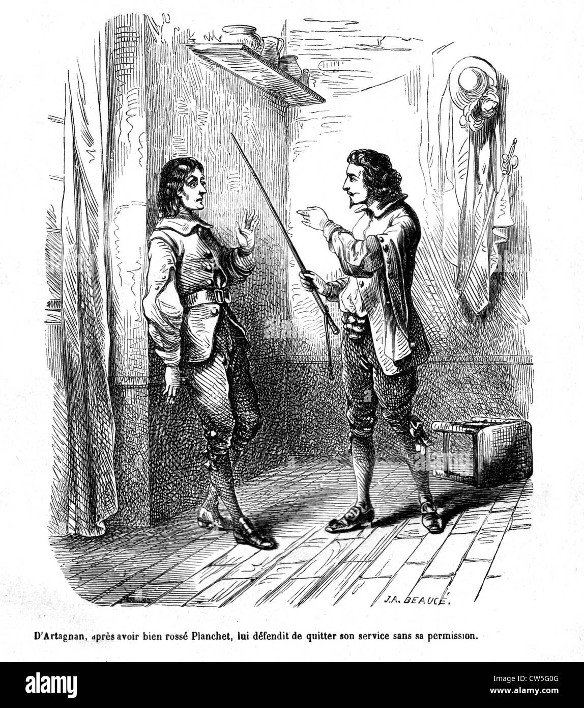 The Three Musketeers, illustration featuring d'Artagnan Stock Photo