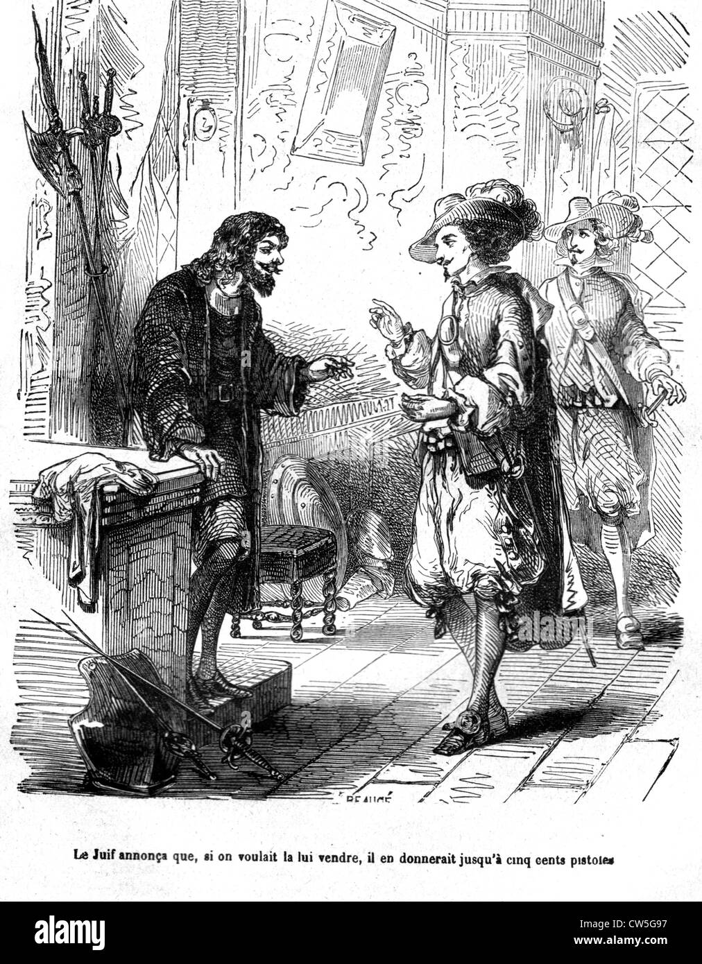 The Three Musketeers, Athos and d'Artagnan at a Jewish shopkeeper's ...