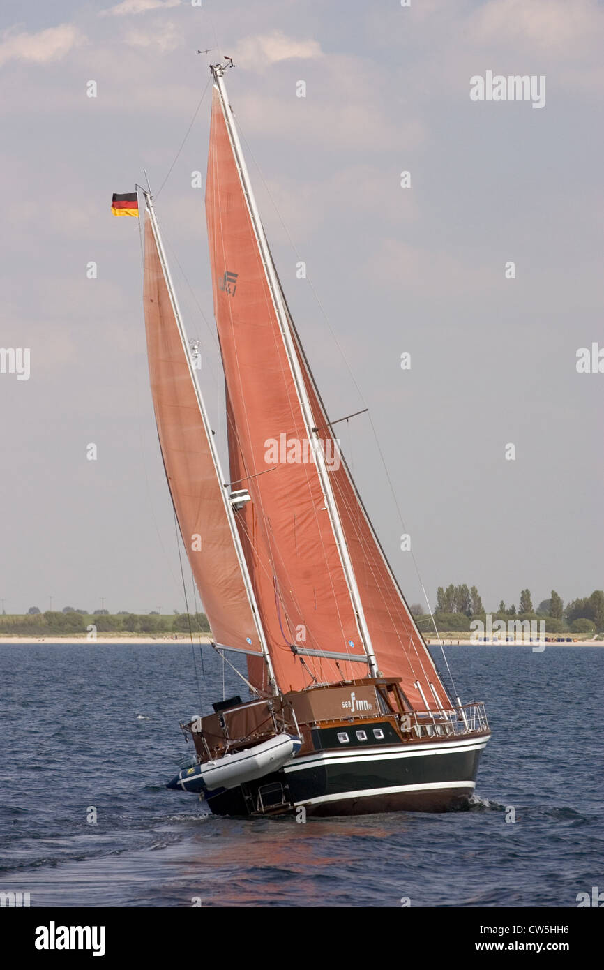 Wismar, sailboat off the coast Stock Photo