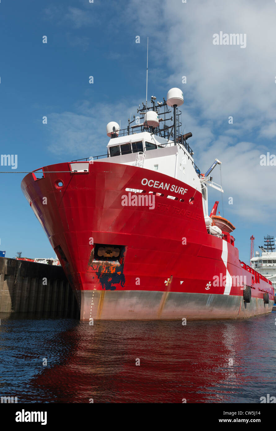 A platform supply vessel in Aberdeen Harbour Stock Photo