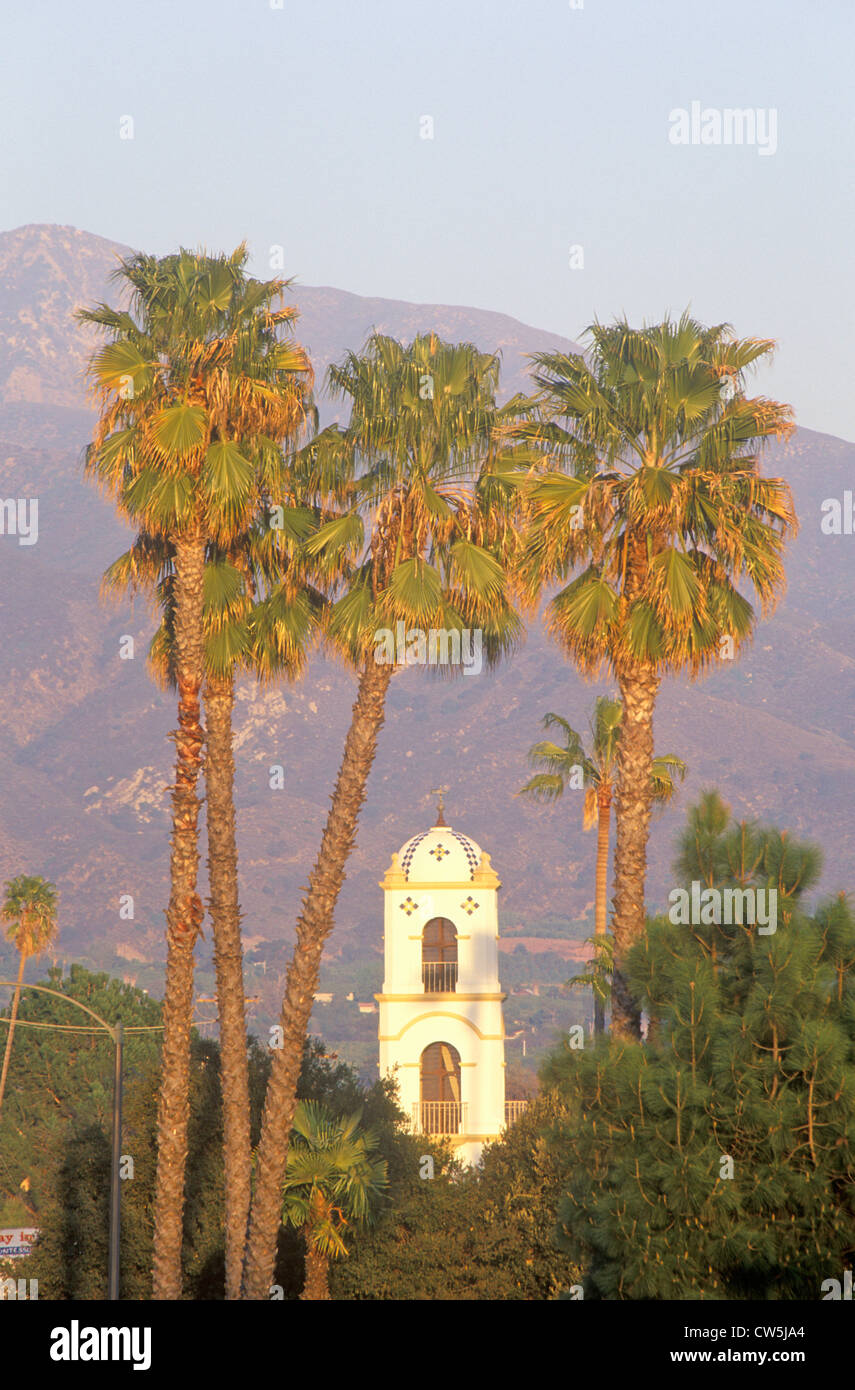 Historic Post Office and palm trees in Ojai, California Stock Photo