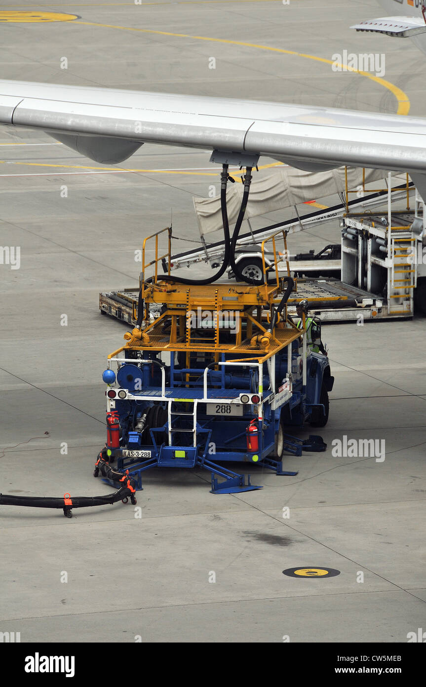 refueling for an Airbus A340-300 Incheon International Airport South Korea Asia Stock Photo