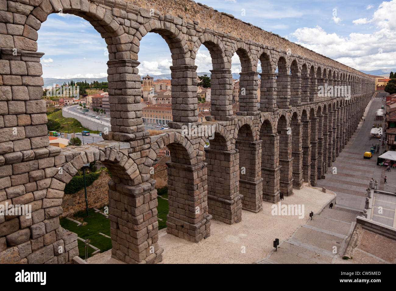 Roman aqueduct, Segovia, Spain, Europe. View of this stunning famous symbol of this UNESCO World Heritage Site. Stock Photo