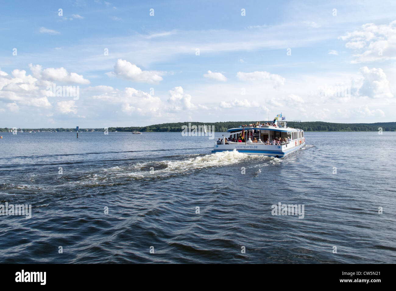 A boat on the Havel at Kladow outside of Berlin Stock Photo