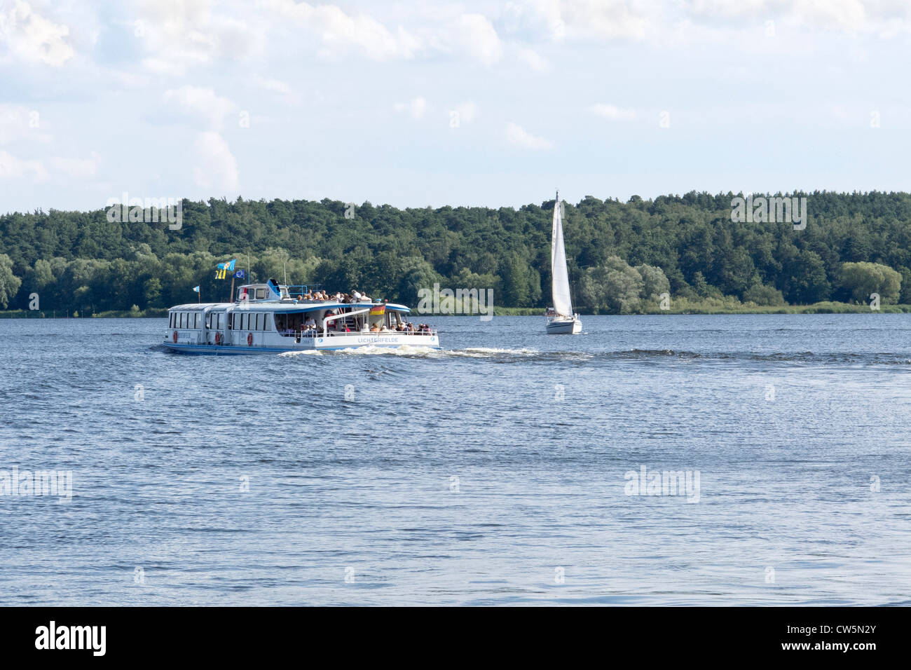 A boat on the Havel at Kladow outside of Berlin Stock Photo