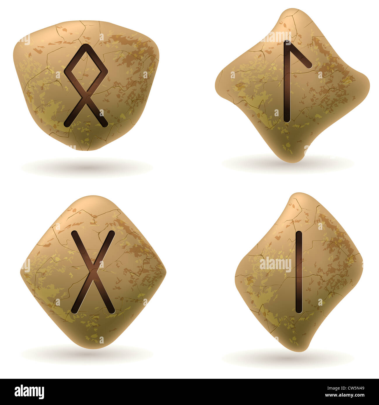 Runes Engraved on Stone. Set number three on white Stock Photo - Alamy