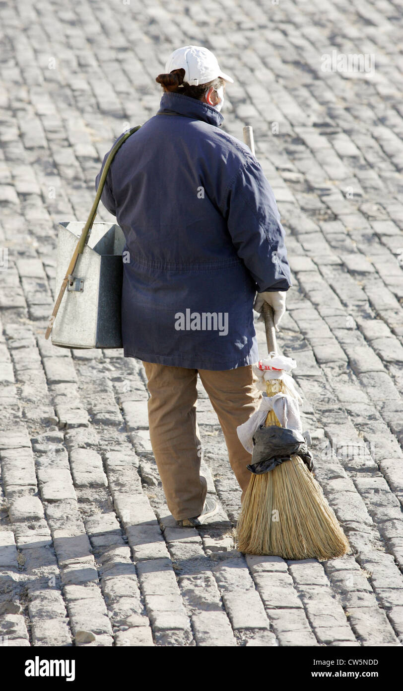 Beijing, street cleaning Gerin on the Tiananmen Square Stock Photo