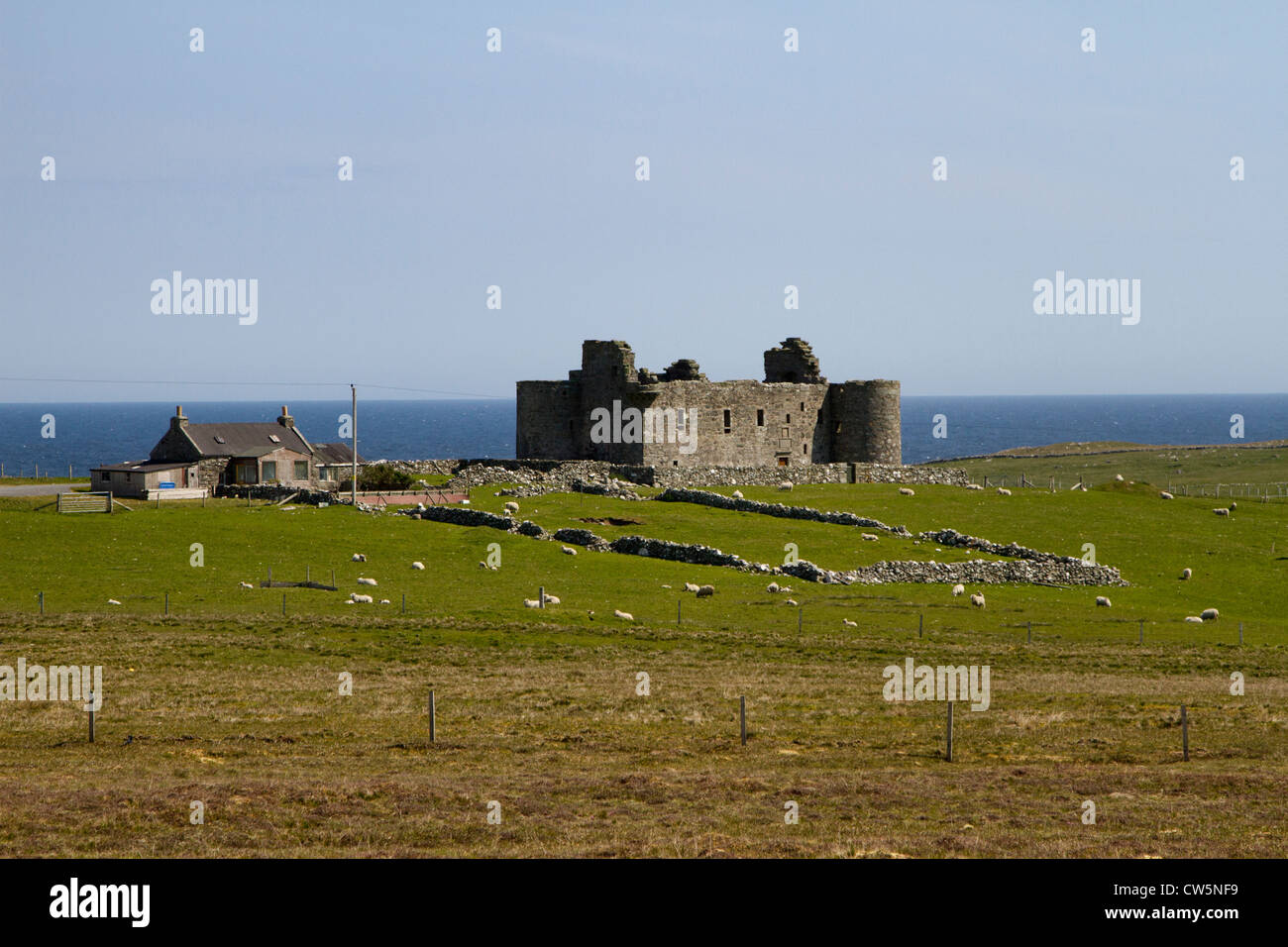 Muness Castle on Unist in the Shetland Islands Stock Photo