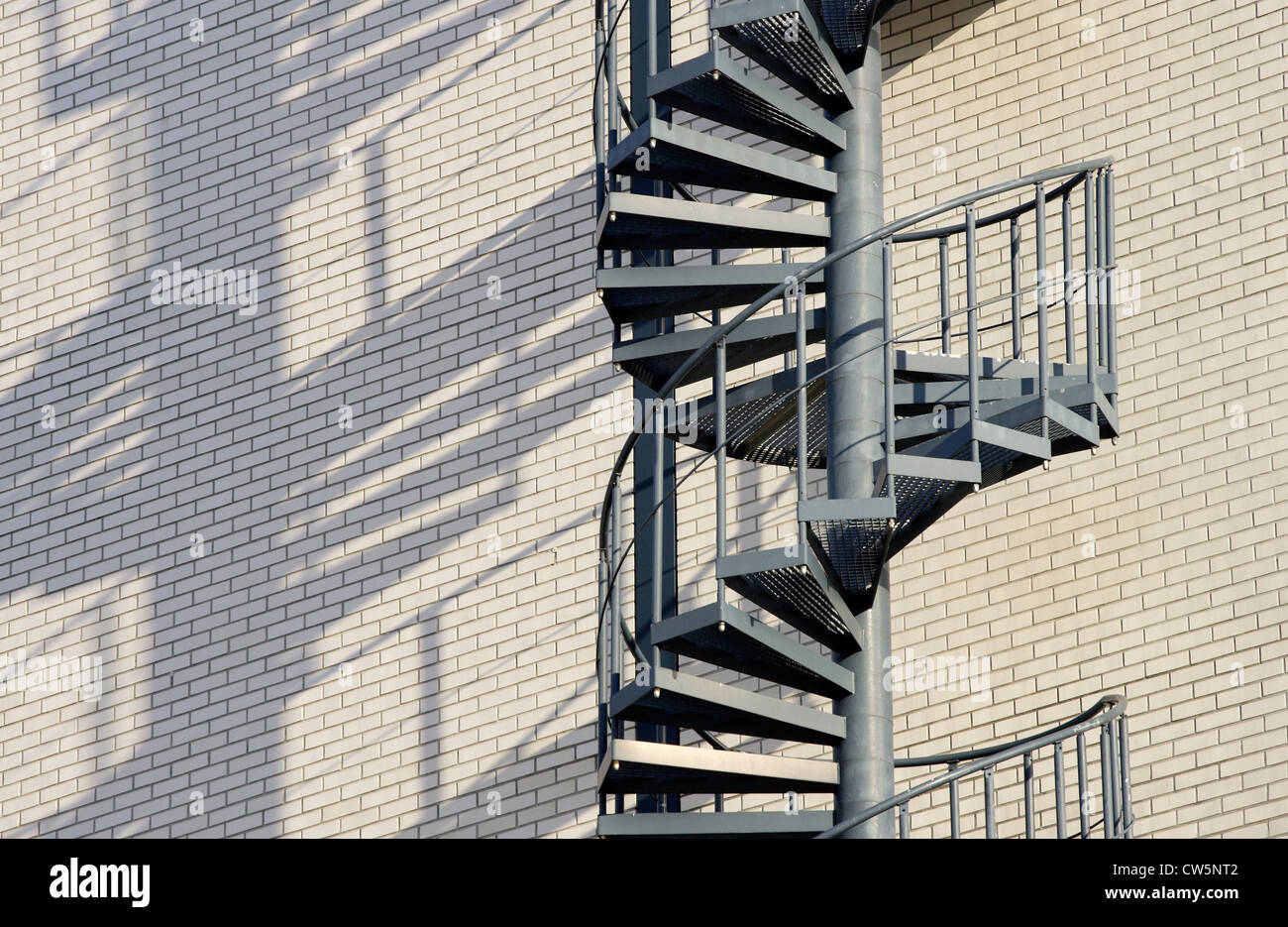 Exterior Spiral Emergency Exit Staircase High Resolution Stock