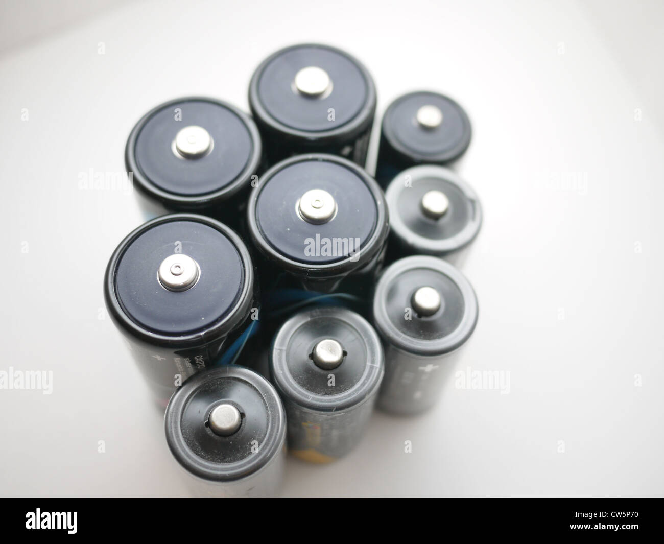 batteries different sizes types Stock Photo
