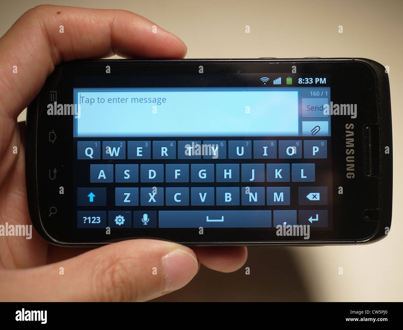 texting smartphone qwerty keyboard Stock Photo Alamy