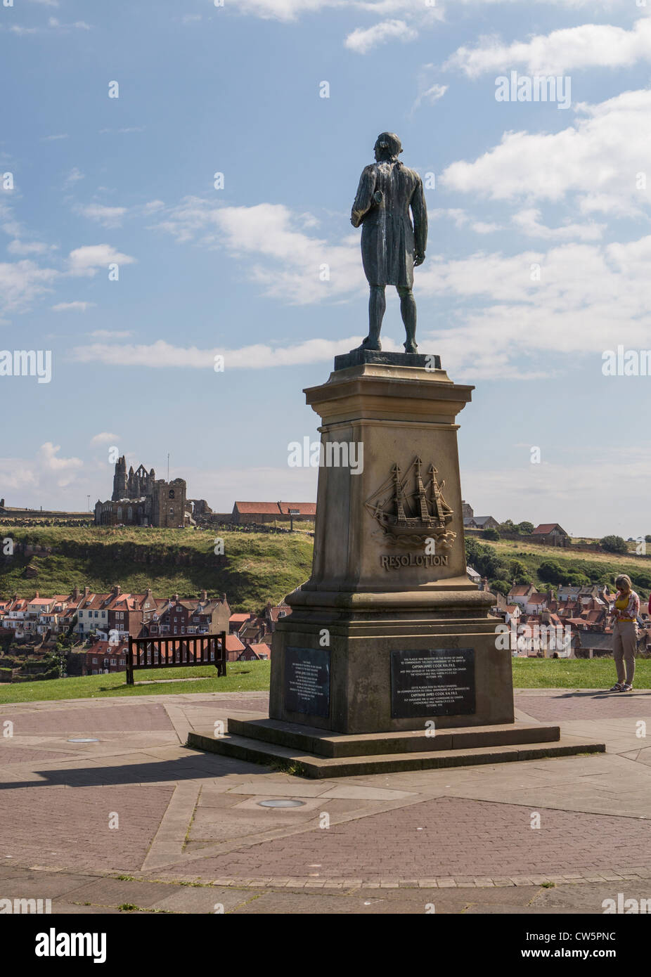 Whitby Yorkshire UK Statue of Captain Cook on West Cliff donated by
