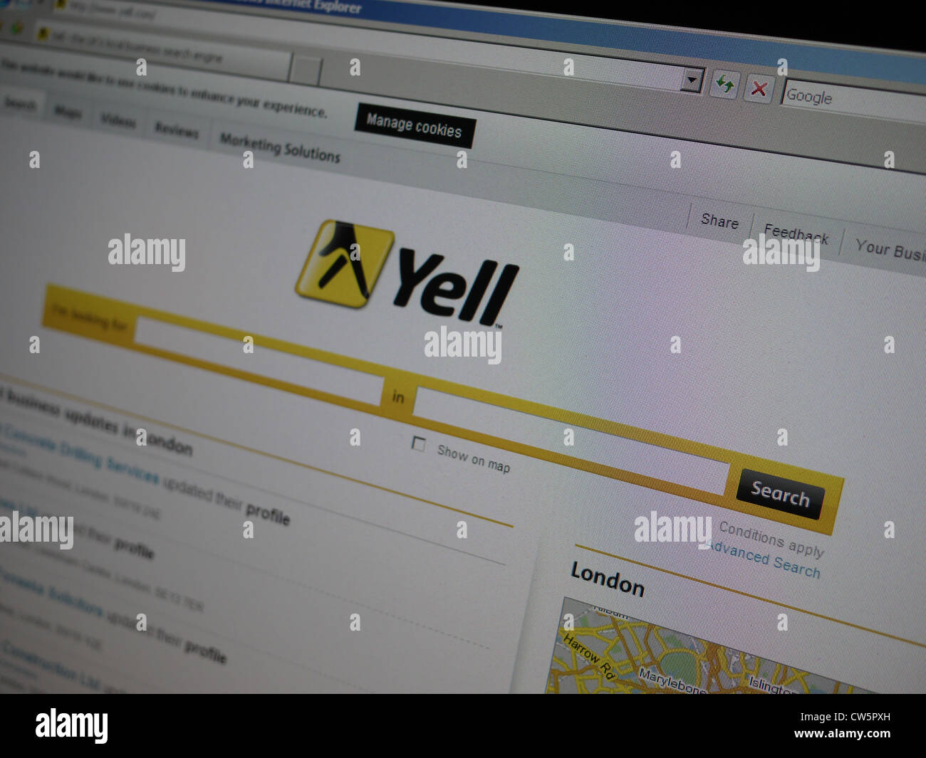 Yell.com yell search online Stock Photo - Alamy