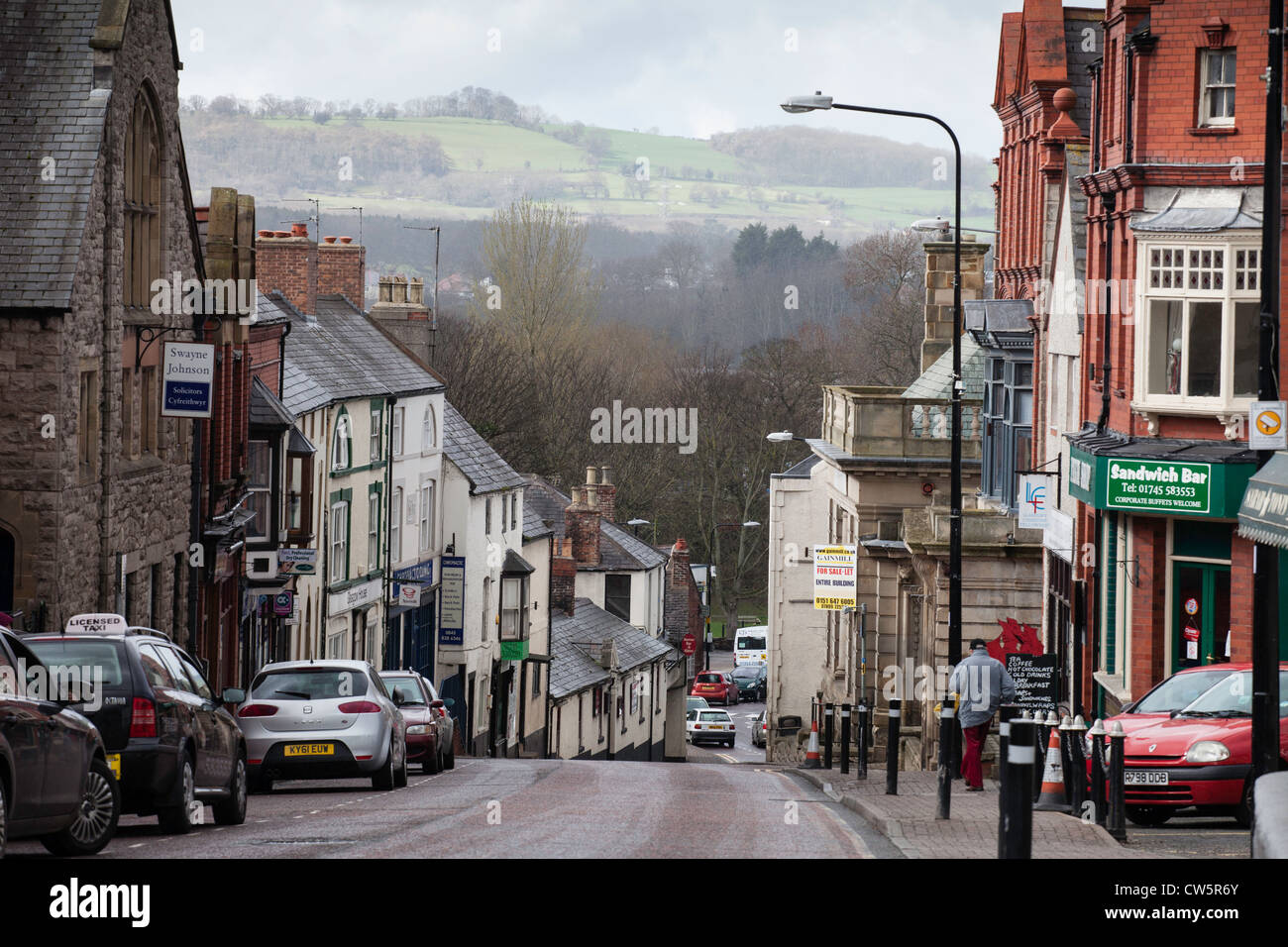 The high Street in St Asaph in Denbighshire, North Wales. It is the UK