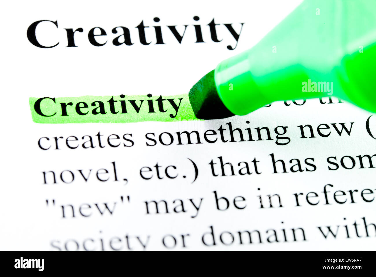 Creativity concept in dictionary highlighted by green marker Stock Photo Alamy